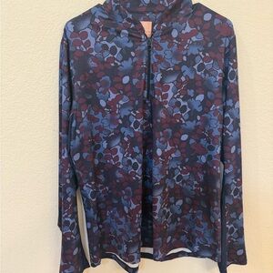 NWT Hogan Floral Zip-Up Jacket in Blue and Burgundy